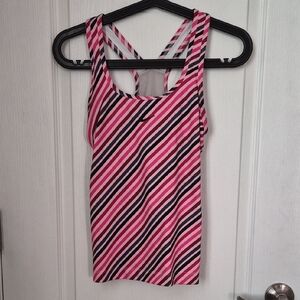 Nike Striped Pink and Black Tank Top